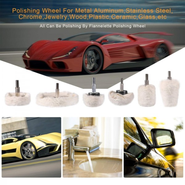 Polishing Wheel,Heatigo 6Pcs White Buffing Wheel Pad Mop Kit Conical/Column/Mushroom/Wheel Shaped Polishing Tool for Metal Aluminum