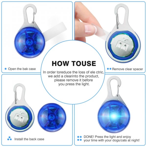 Heatigo Dog Collar Light, Clip On Led Pet Collar Lights for Dogs Cats Night Walking Waterproof Safety Carabiner with 4 Flashing Modes (5PCS)